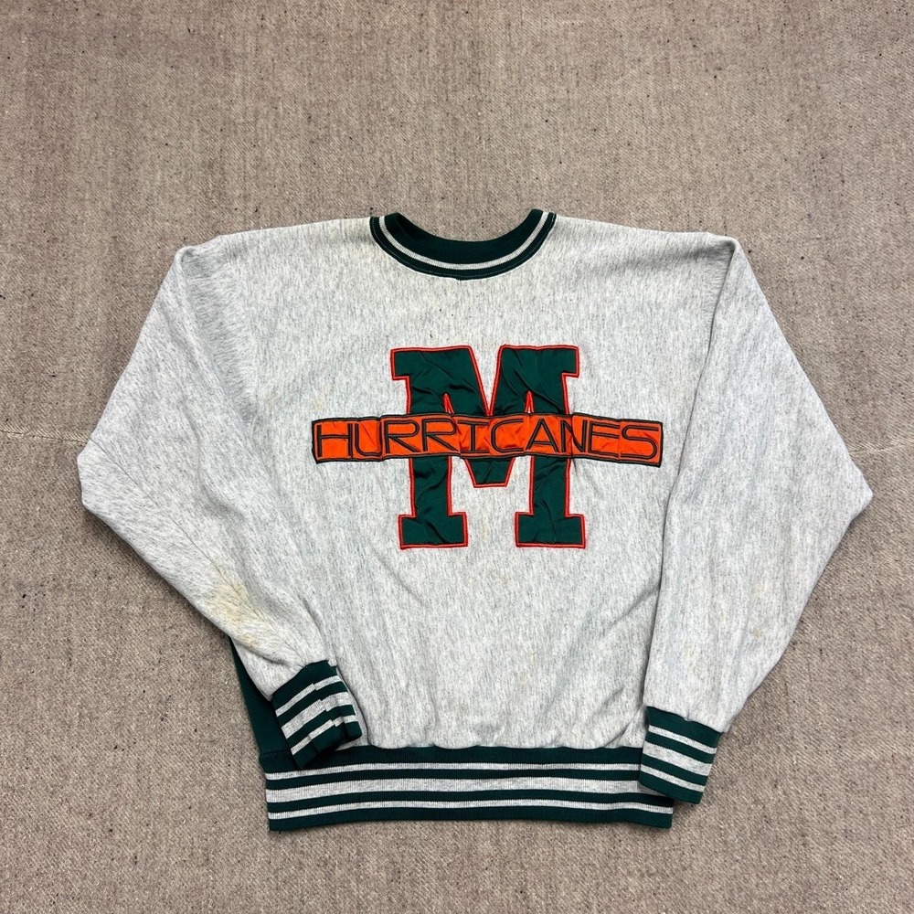 Vintage‎ Miami Hurricanes Sweatshirt Mens Large Gray 1990s